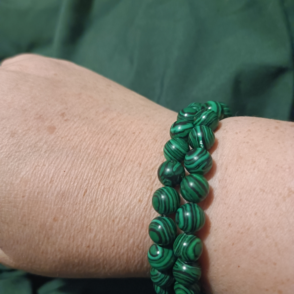2 Elegant Green Beaded Bracelets
